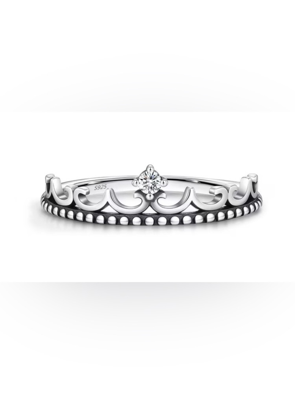NEW Sterling Silver Moissanite Crown Ring